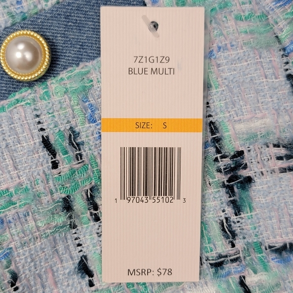 Nanette Lepore Tweed Skirt Women’s Size S Pearl Button Lite Blue Multi Plaid New - Picture 4 of 12